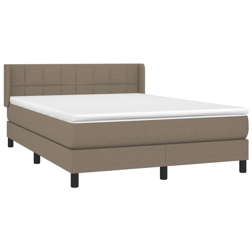 Κρεβάτι Boxspring με Στρώμα Taupe 140x190 εκ. Υφασμάτινο