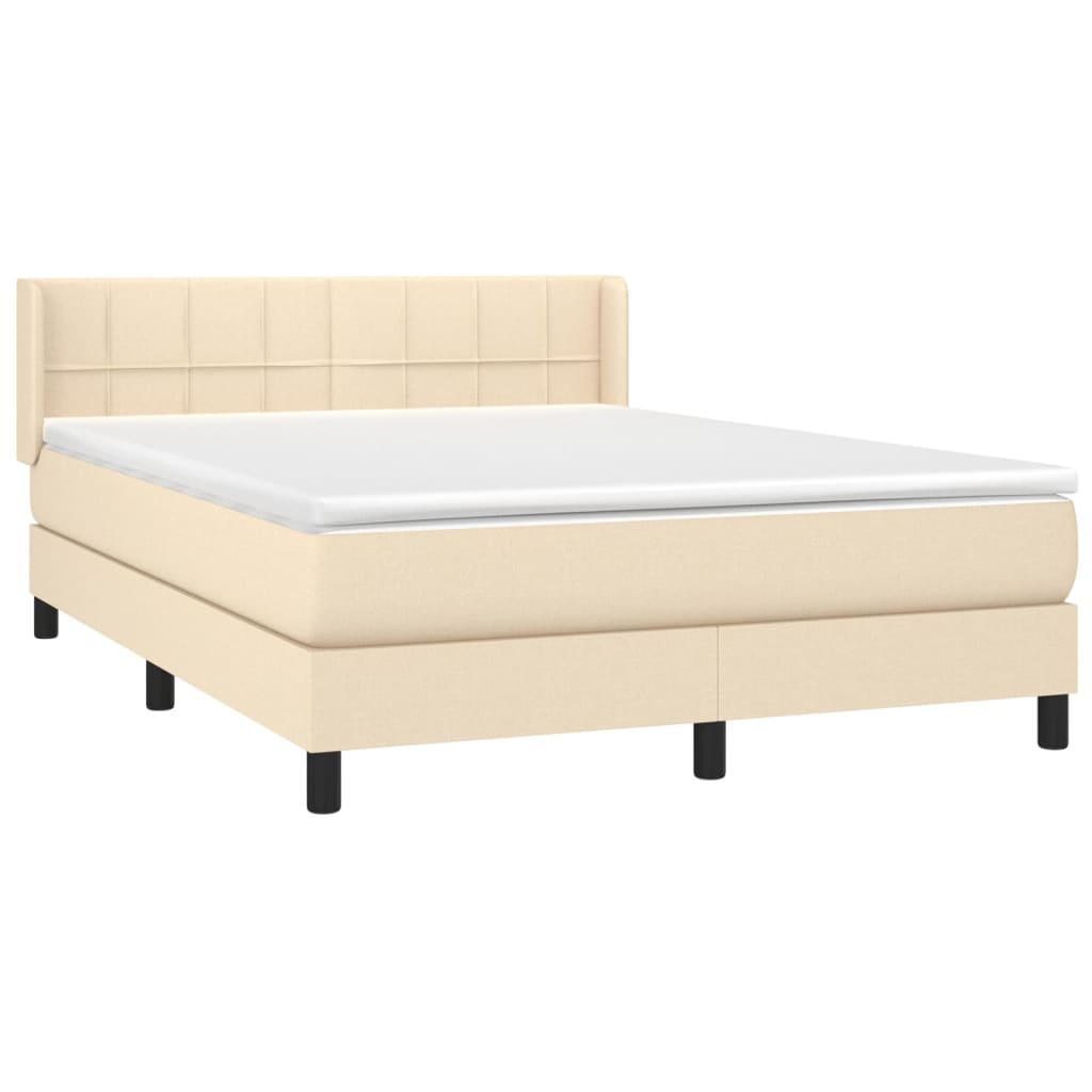 Κρεβάτι Boxspring με Στρώμα Κρεμ 140x190 εκ. Υφασμάτινο - Pakobazaar