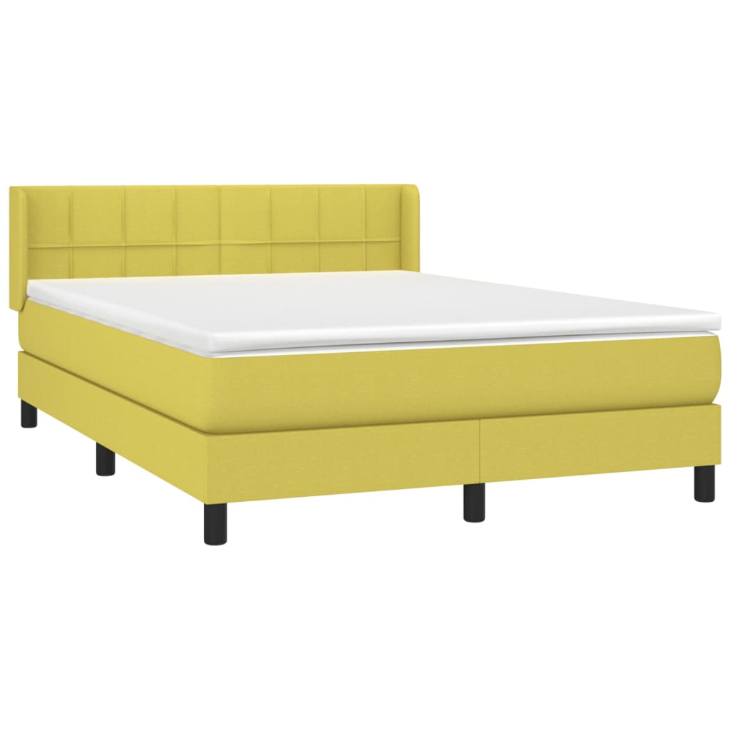 Κρεβάτι Boxspring με Στρώμα Πράσινο 140x190 εκ. Υφασμάτινο
