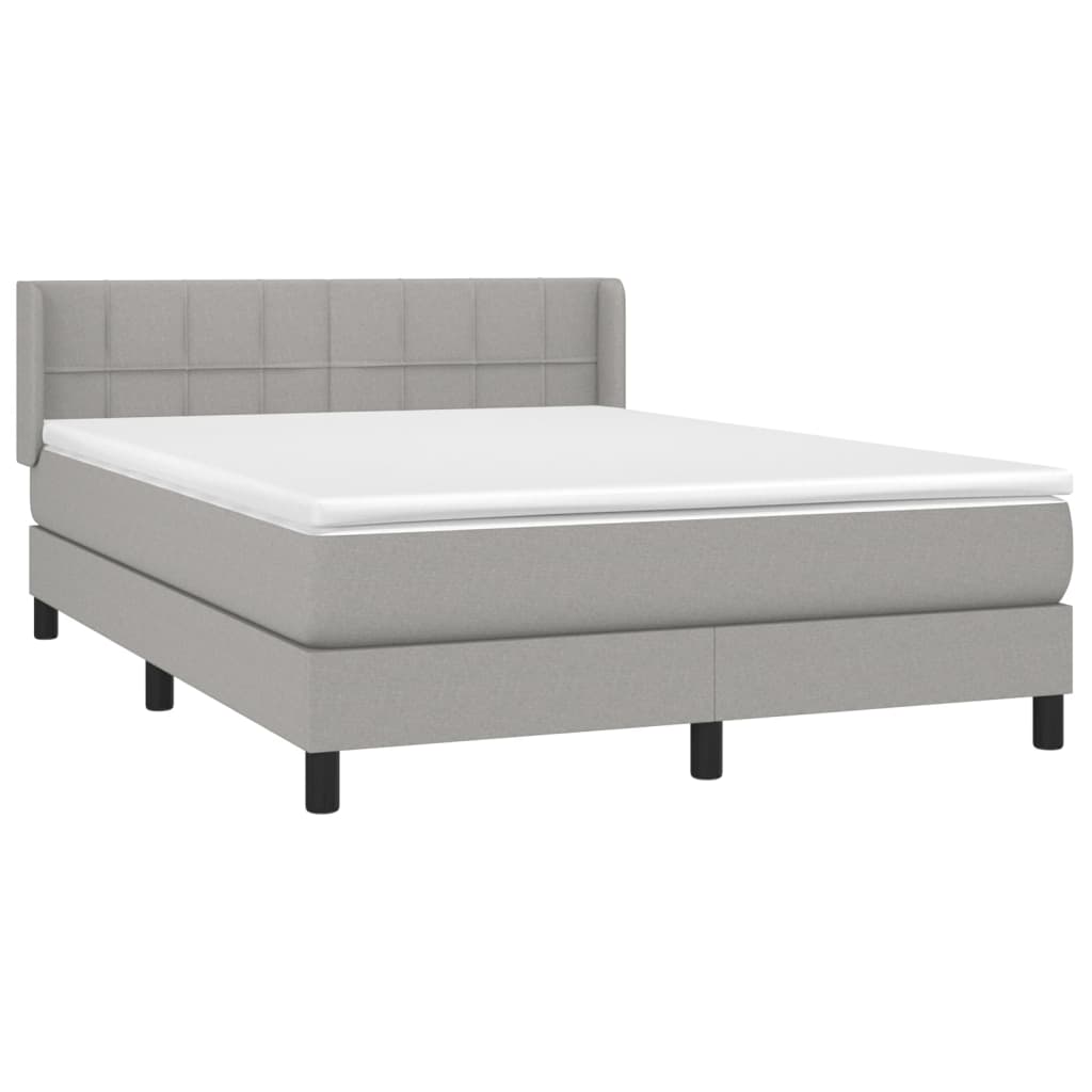Κρεβάτι Boxspring με Στρώμα Ανοιχτό Γκρι 140x200 εκ. Υφασμάτινο