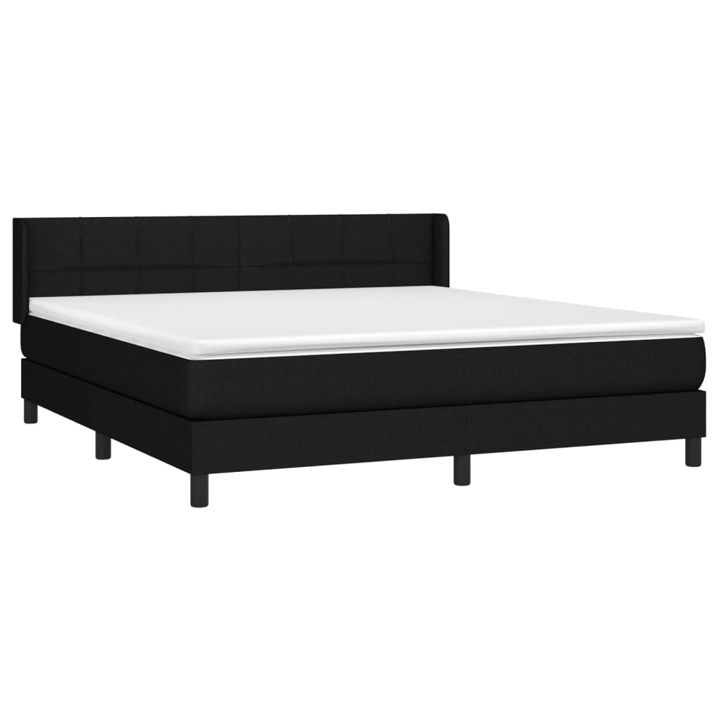 Κρεβάτι Boxspring με Στρώμα Μαύρο 160x200 εκ. Υφασμάτινο