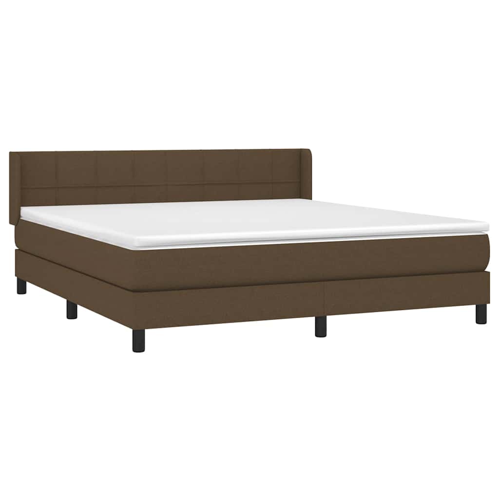 Κρεβάτι Boxspring με Στρώμα Σκούρο Καφέ 160x200 εκ Υφασμάτινο - Pakobazaar