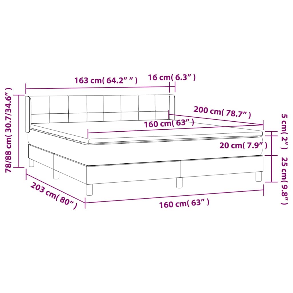 Κρεβάτι Boxspring με Στρώμα Πράσινο 160x200 εκ.Υφασμάτινο
