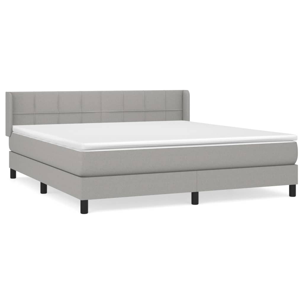 Κρεβάτι Boxspring με Στρώμα Ανοιχτό Γκρι 180x200 εκ. Υφασμάτινο