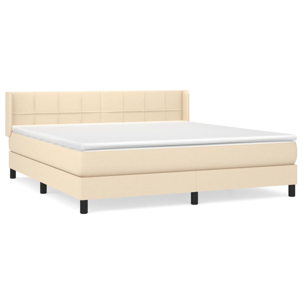 Κρεβάτι Boxspring με Στρώμα Κρεμ 180x200 εκ. Υφασμάτινο