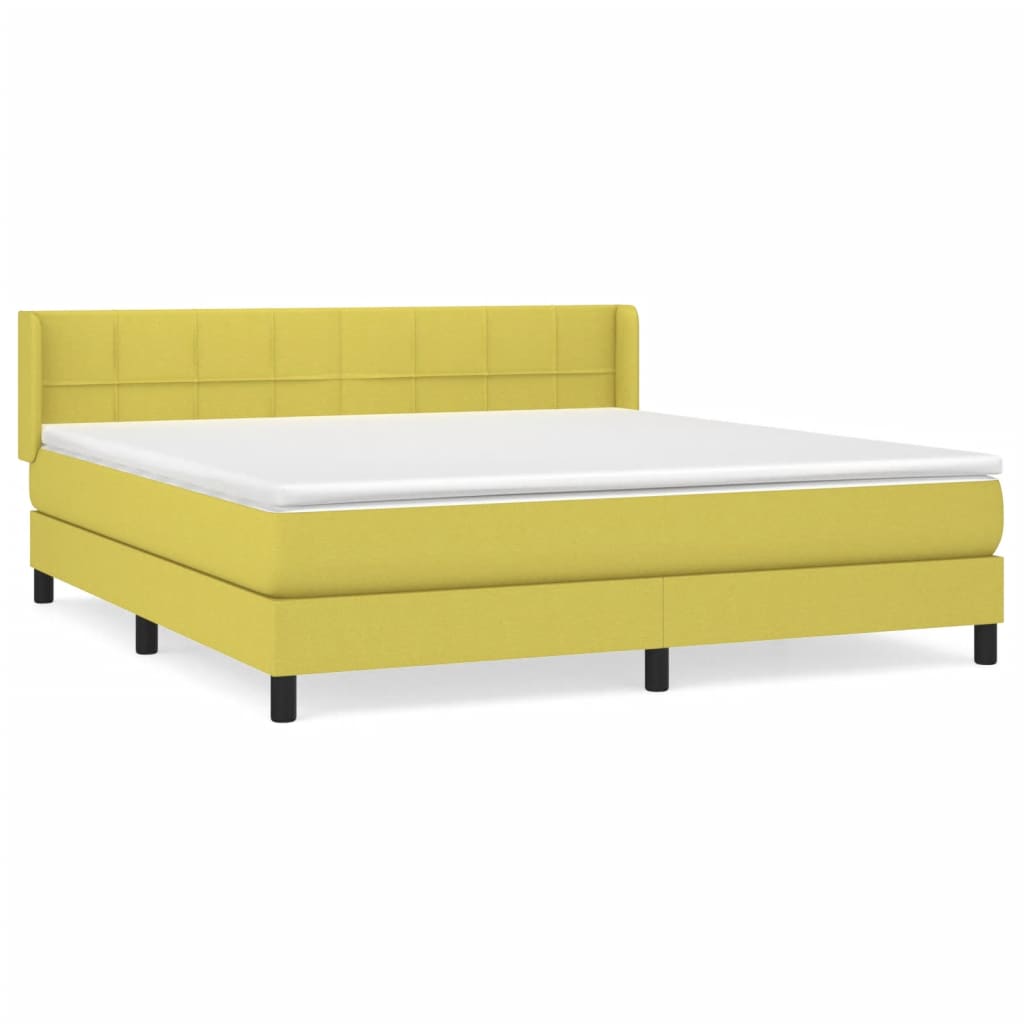 Κρεβάτι Boxspring με Στρώμα Πράσινο 180x200 εκ.Υφασμάτινο - Pakobazaar