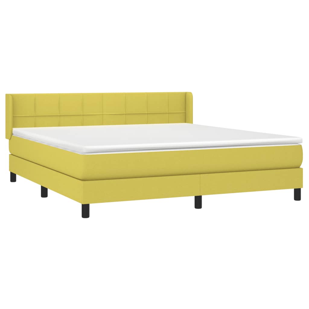 Κρεβάτι Boxspring με Στρώμα Πράσινο 180x200 εκ.Υφασμάτινο - Pakobazaar