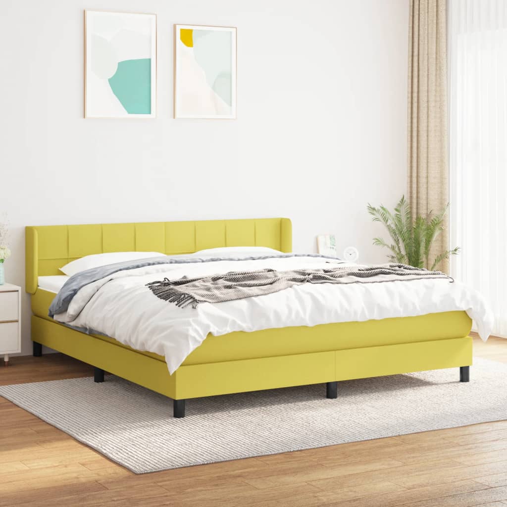 Κρεβάτι Boxspring με Στρώμα Πράσινο 180x200 εκ.Υφασμάτινο - Pakobazaar