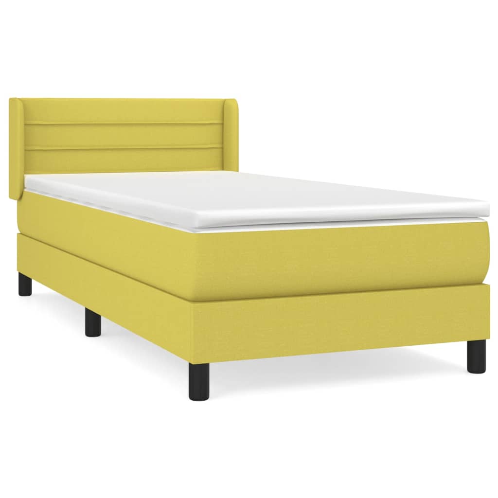 Κρεβάτι Boxspring με Στρώμα Πράσινο 90x190 εκ.Υφασμάτινο