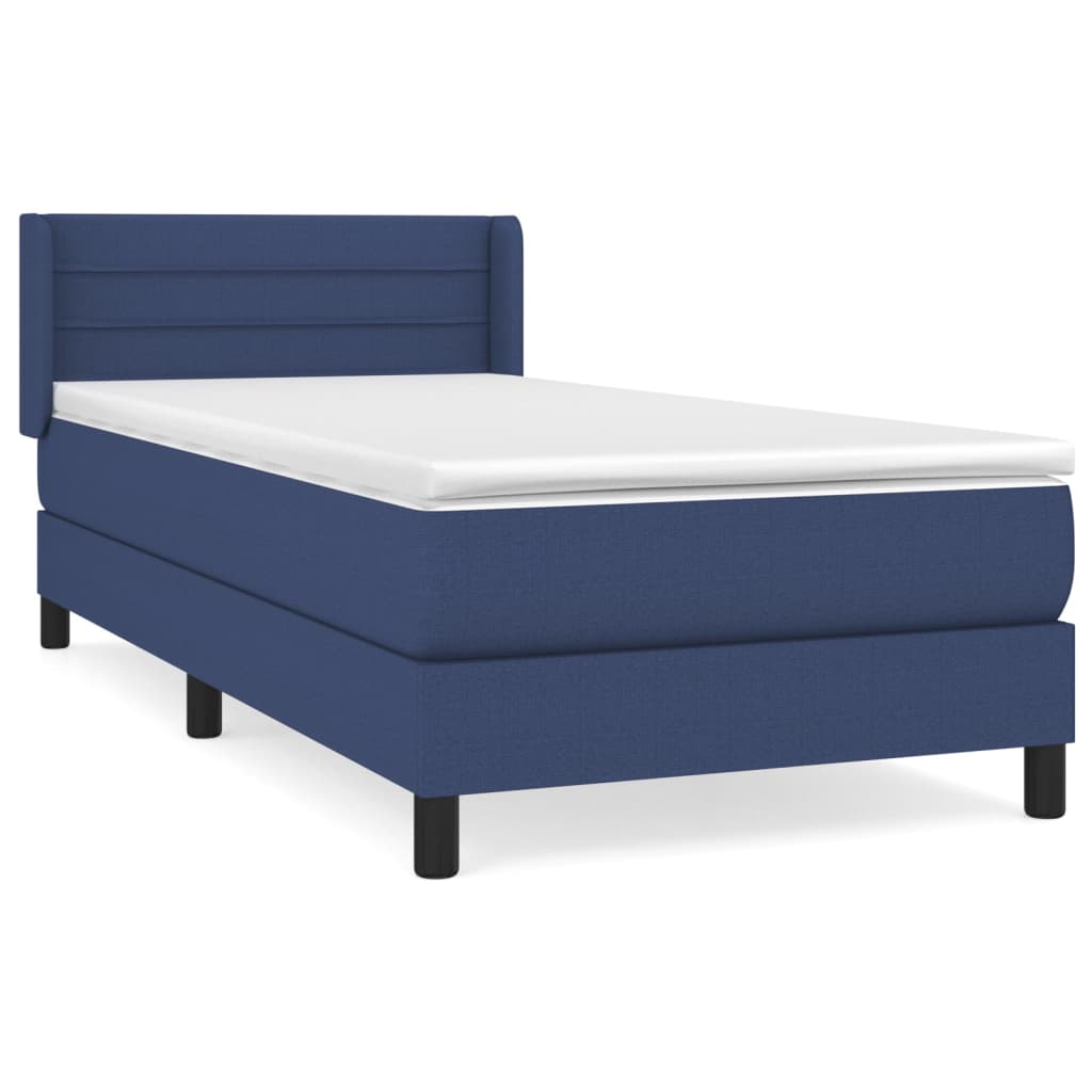 Κρεβάτι Boxspring με Στρώμα Μπλε 100 x 200 εκ. Υφασμάτινο