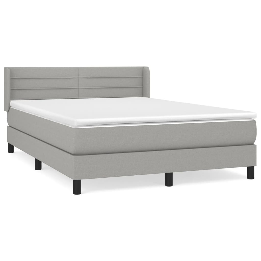 Κρεβάτι Boxspring με Στρώμα Ανοιχτό Γκρι 140x190 εκ. Υφασμάτινο