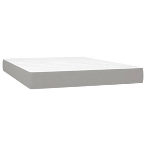 Κρεβάτι Boxspring με Στρώμα Ανοιχτό Γκρι 140x190 εκ. Υφασμάτινο