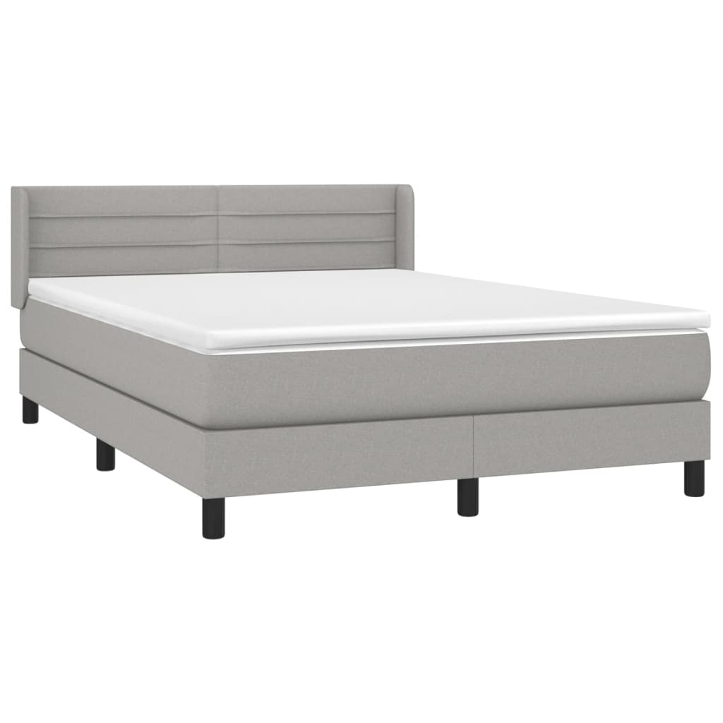 Κρεβάτι Boxspring με Στρώμα Ανοιχτό Γκρι 140x200 εκ. Υφασμάτινο