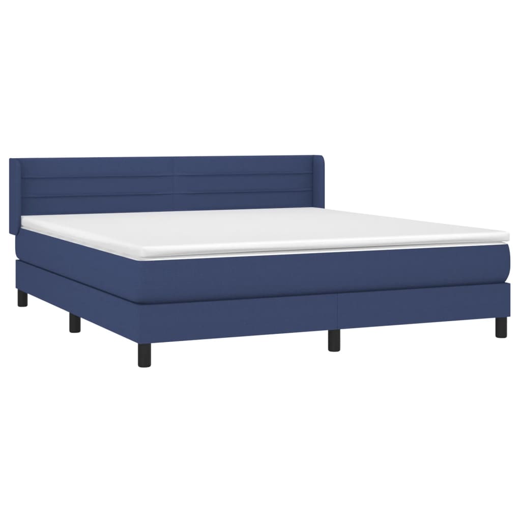 Κρεβάτι Boxspring με Στρώμα Μπλε 160x200 εκ. Υφασμάτινο - Pakobazaar