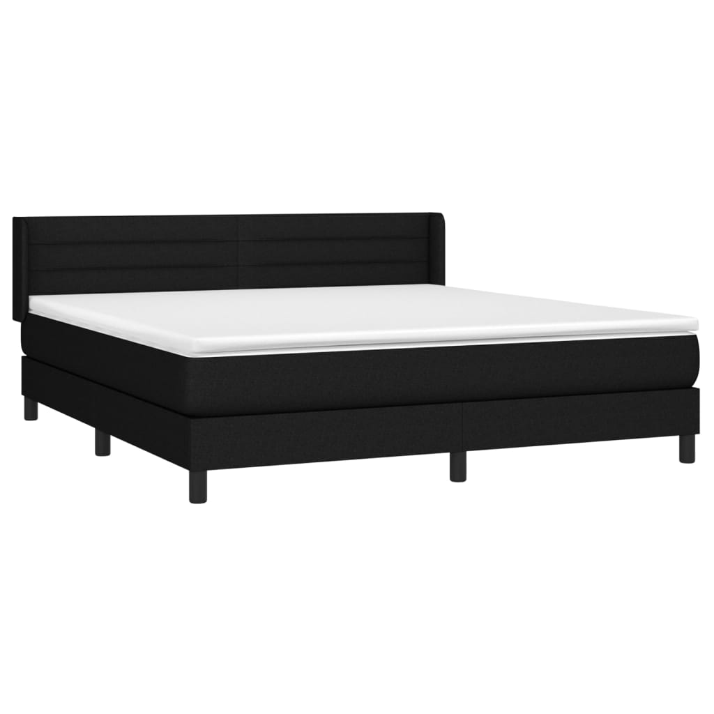Κρεβάτι Boxspring με Στρώμα Μαύρο 180x200 εκ. Υφασμάτινο