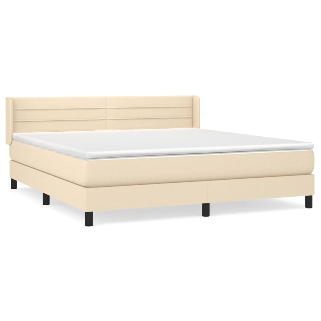 Κρεβάτι Boxspring με Στρώμα Κρεμ 180x200 εκ. Υφασμάτινο