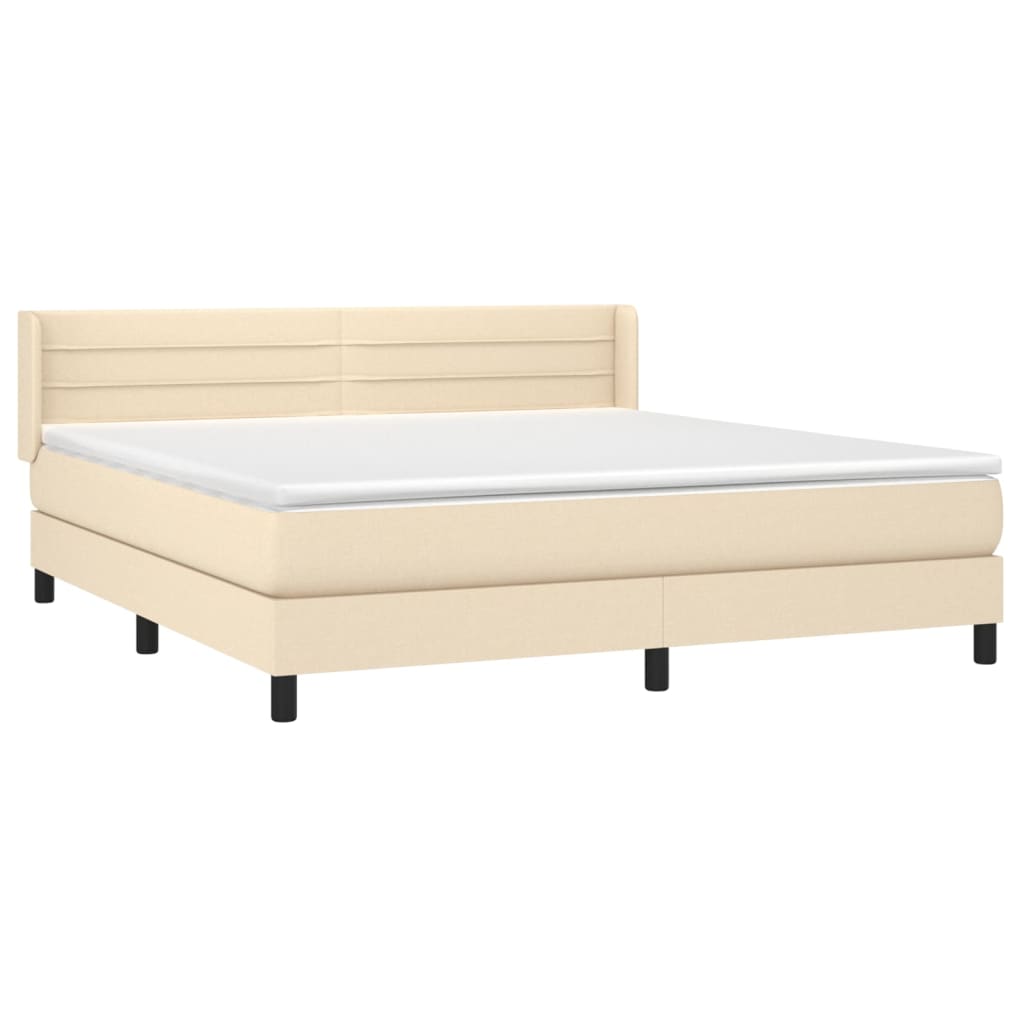 Κρεβάτι Boxspring με Στρώμα Κρεμ 180x200 εκ. Υφασμάτινο