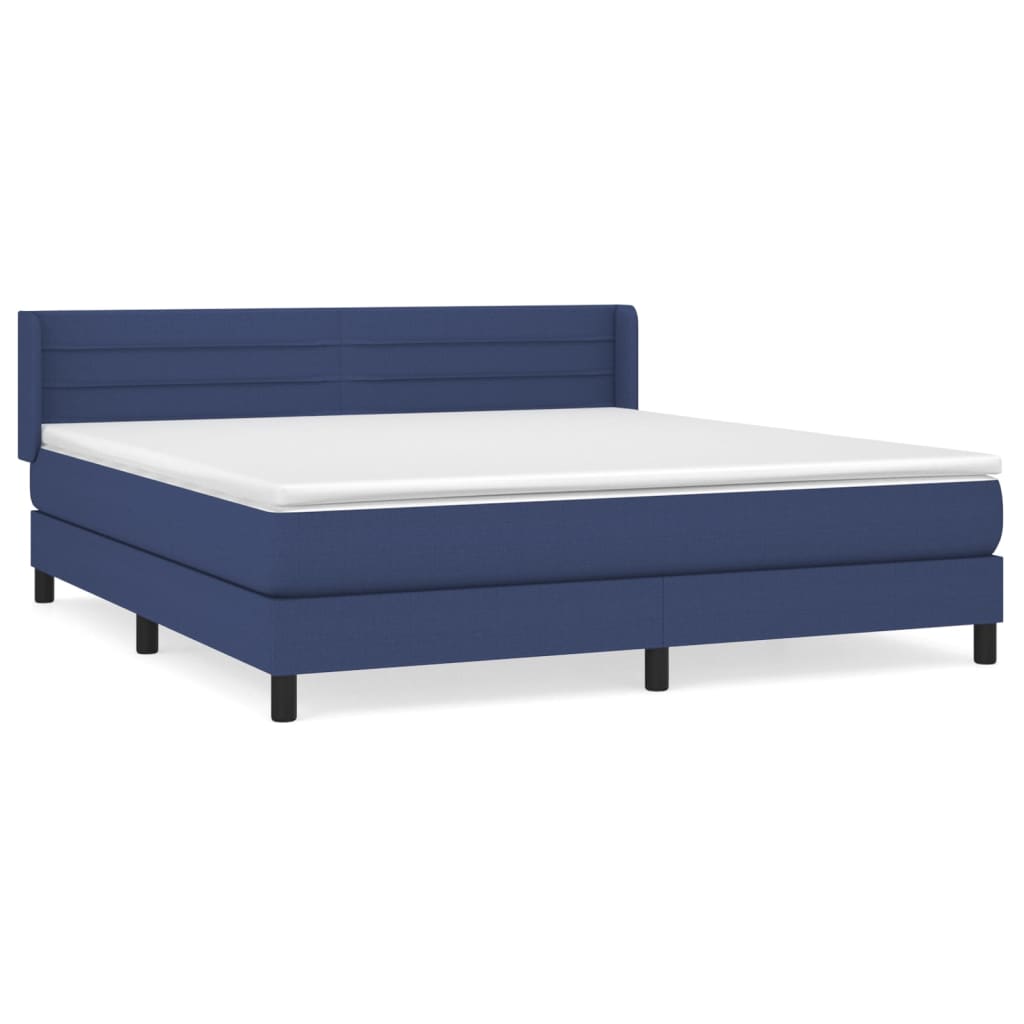 Κρεβάτι Boxspring με Στρώμα Μπλε 180x200 εκ. Υφασμάτινο