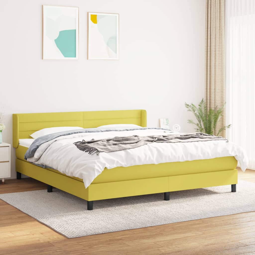 Κρεβάτι Boxspring με Στρώμα Πράσινο 180x200 εκ.Υφασμάτινο