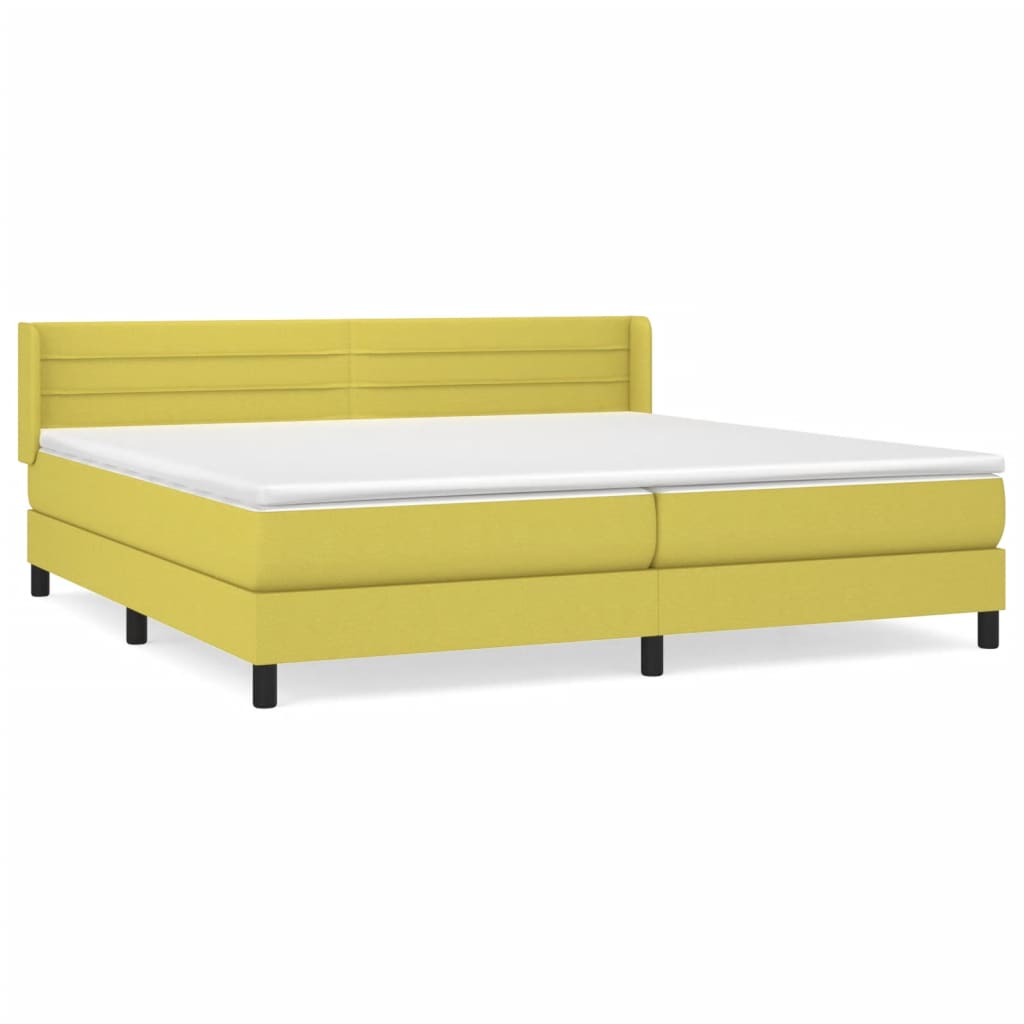 Κρεβάτι Boxspring με Στρώμα Πράσινο 200x200 εκ. Υφασμάτινο - Pakobazaar