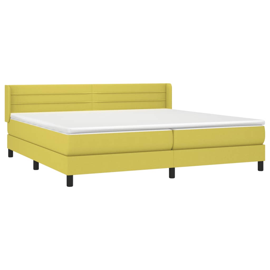 Κρεβάτι Boxspring με Στρώμα Πράσινο 200x200 εκ. Υφασμάτινο - Pakobazaar
