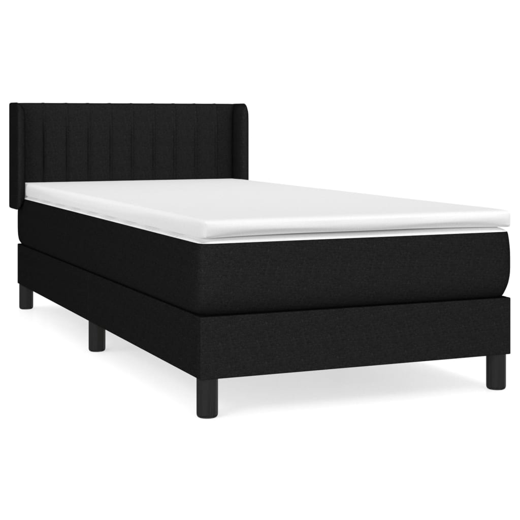 Κρεβάτι Boxspring με Στρώμα Μαύρο 90x190 εκ.Υφασμάτινο