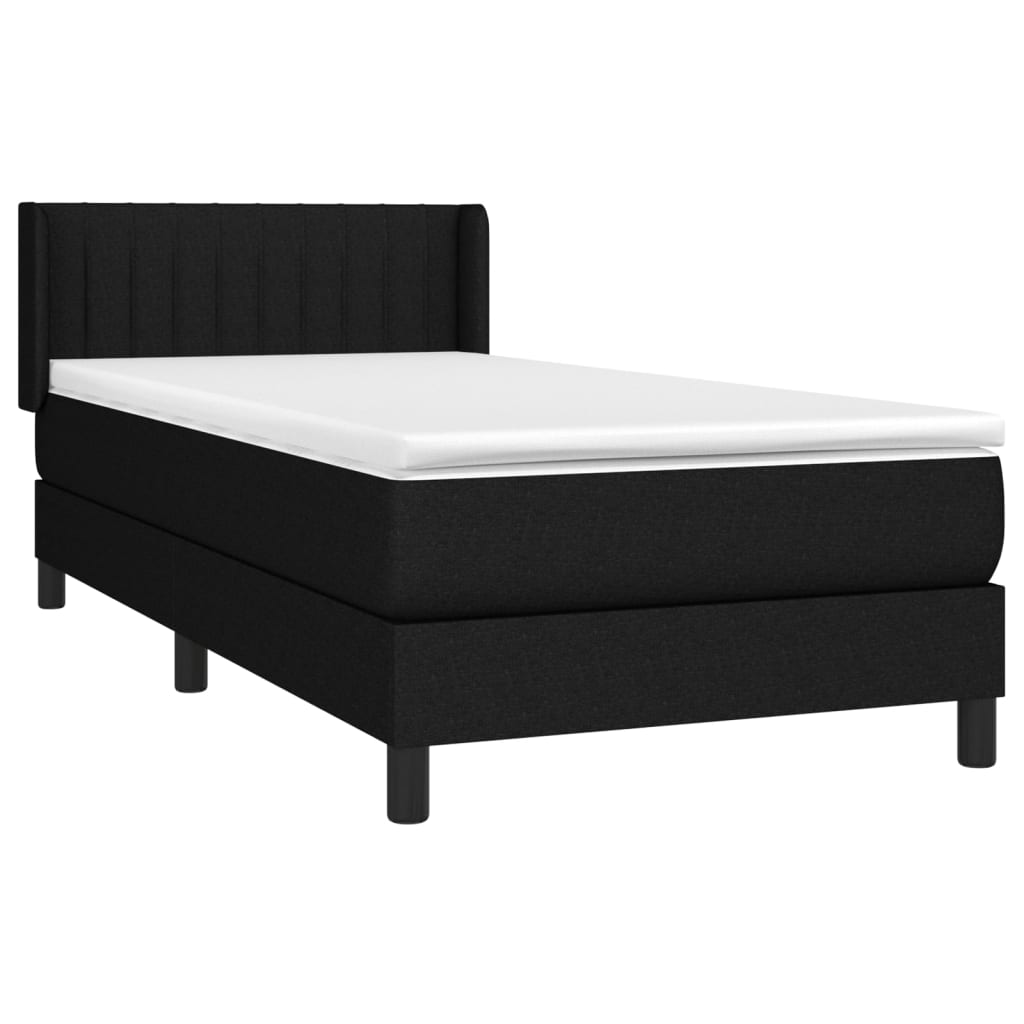 Κρεβάτι Boxspring με Στρώμα Μαύρο 90x190 εκ.Υφασμάτινο
