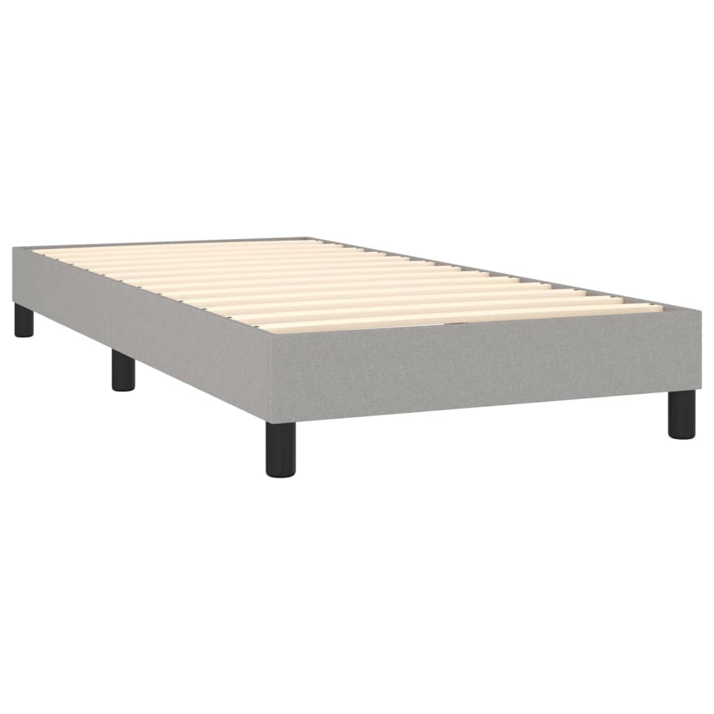 Κρεβάτι Boxspring με Στρώμα Ανοιχτό Γκρι 90x200 εκ. Υφασμάτινο