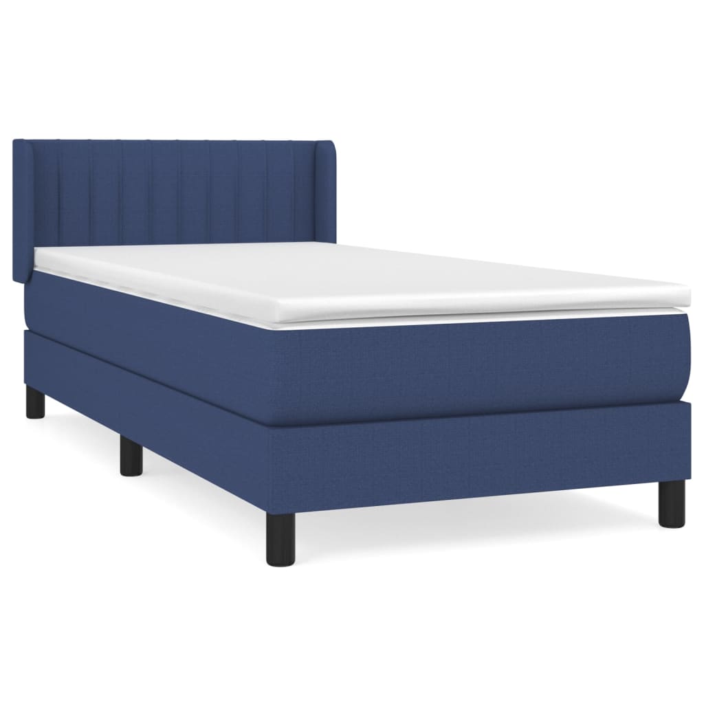 Κρεβάτι Boxspring με Στρώμα Μπλε 100 x 200 εκ. Υφασμάτινο