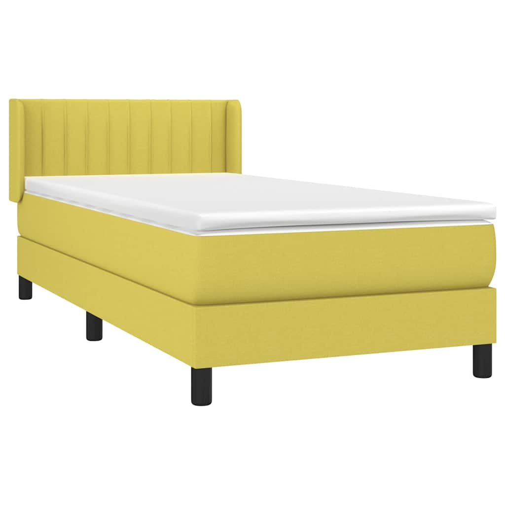 Κρεβάτι Boxspring με Στρώμα Πράσινο 100 x 200 εκ. Υφασμάτινο