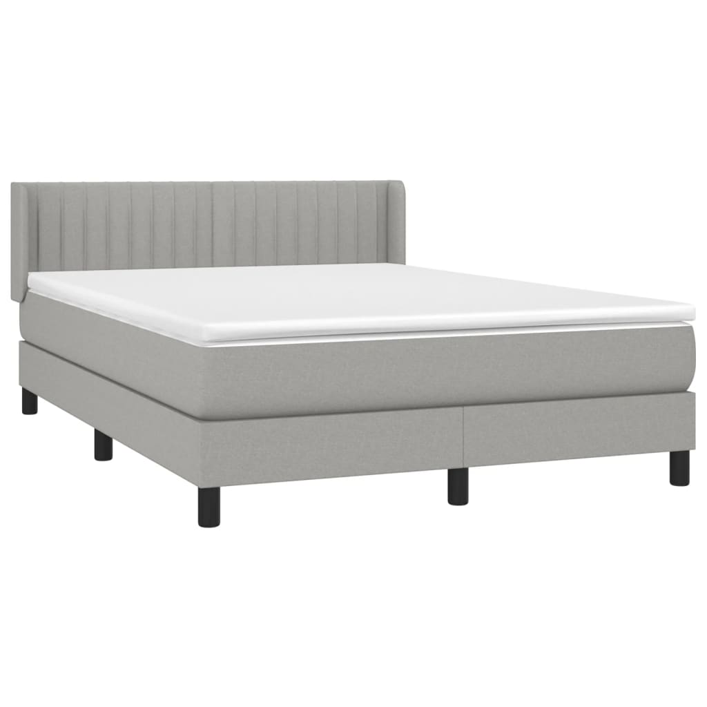Κρεβάτι Boxspring με Στρώμα Ανοιχτό Γκρι 140x190 εκ. Υφασμάτινο