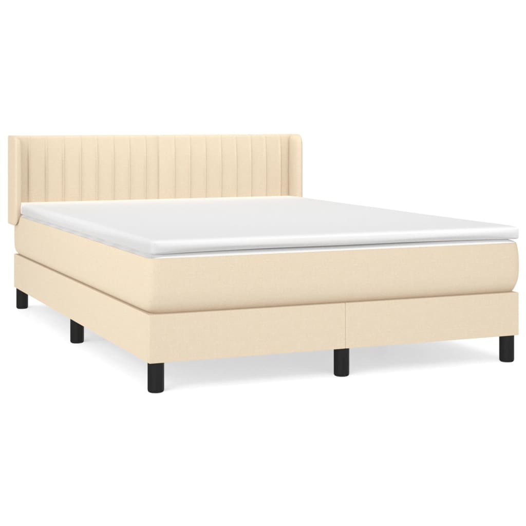 Κρεβάτι Boxspring με Στρώμα Κρεμ 140x190 εκ. Υφασμάτινο - Pakobazaar