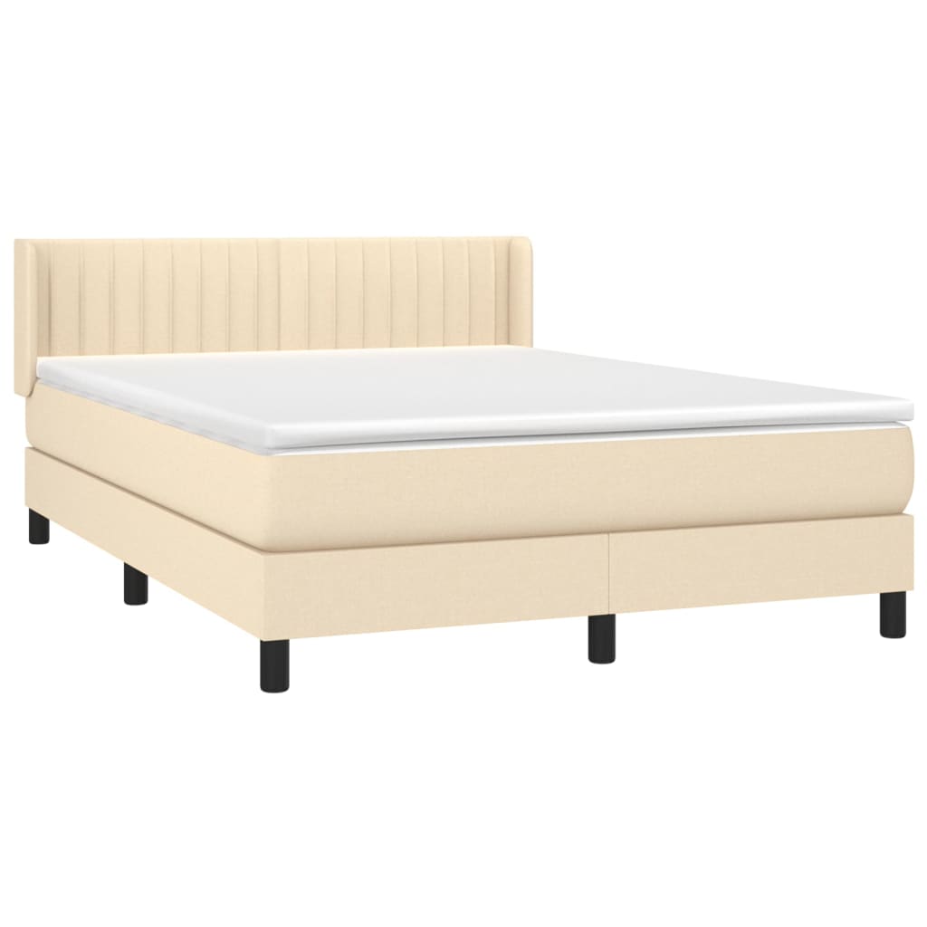 Κρεβάτι Boxspring με Στρώμα Κρεμ 140x190 εκ. Υφασμάτινο - Pakobazaar