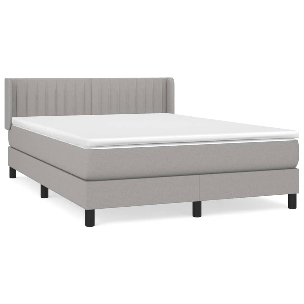 Κρεβάτι Boxspring με Στρώμα Ανοιχτό Γκρι 140x200 εκ. Υφασμάτινο