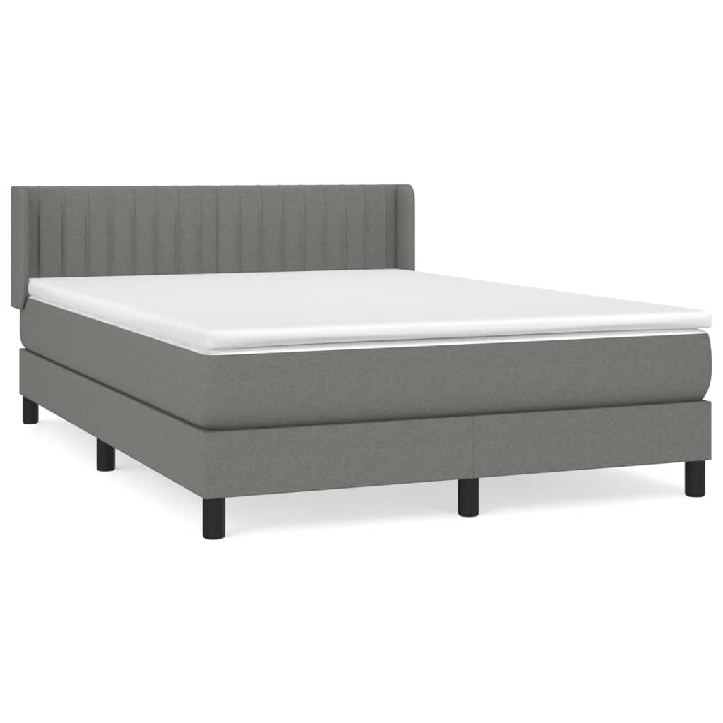 Κρεβάτι Boxspring με Στρώμα Σκούρο Γκρι 140x200 εκ Υφασμάτινο