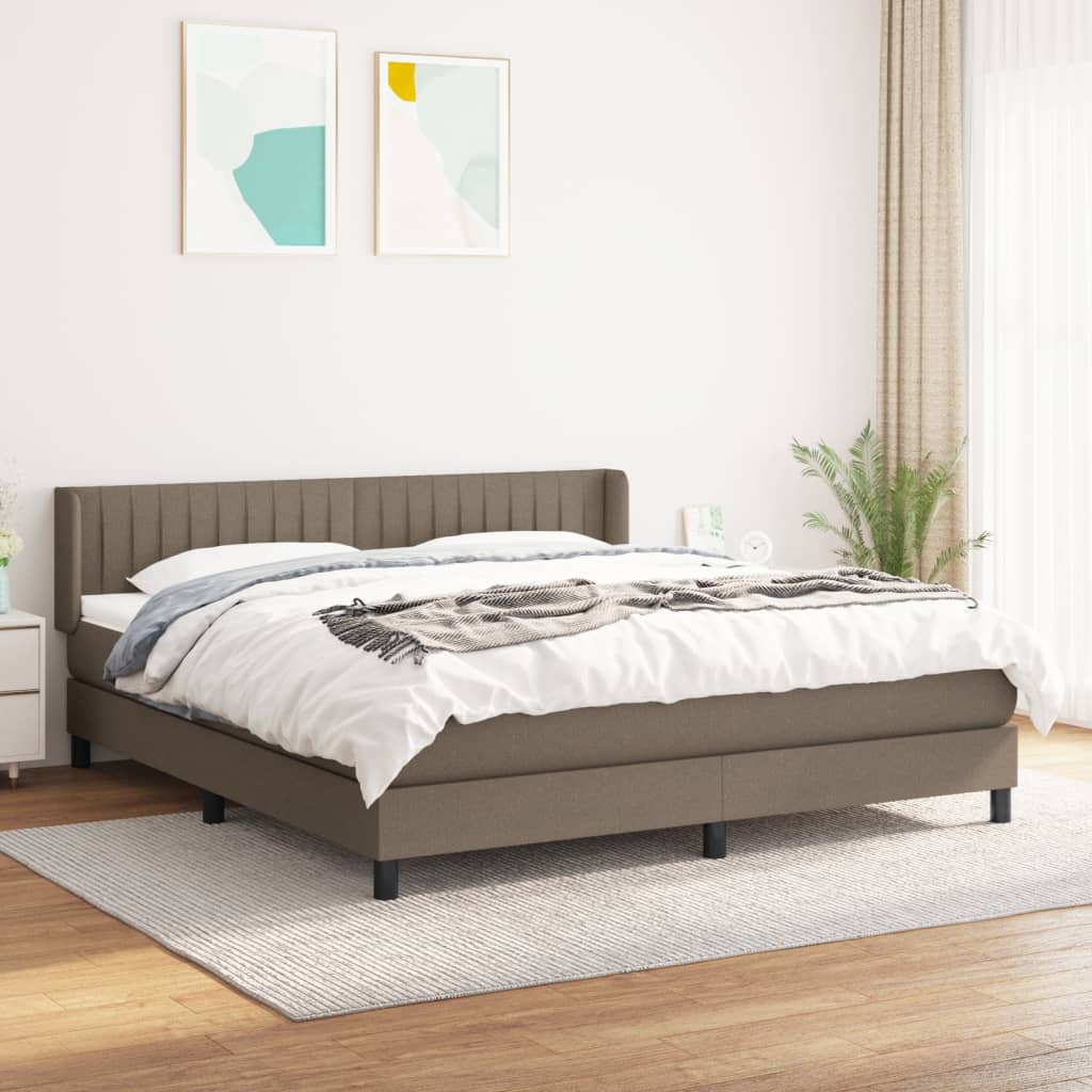 Κρεβάτι Boxspring με Στρώμα Taupe 160x200 εκ. Υφασμάτινο - Pakobazaar