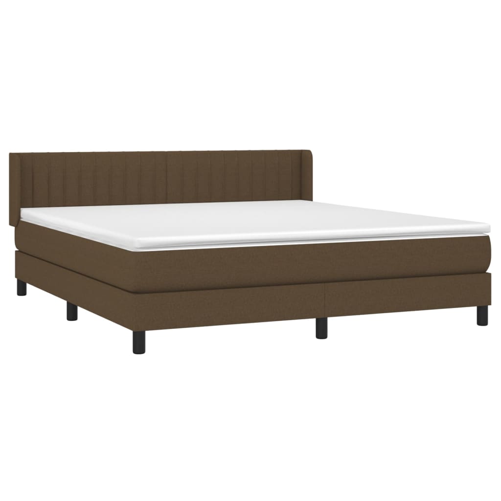 Κρεβάτι Boxspring με Στρώμα Σκούρο Καφέ 180x200 εκ Υφασμάτινο