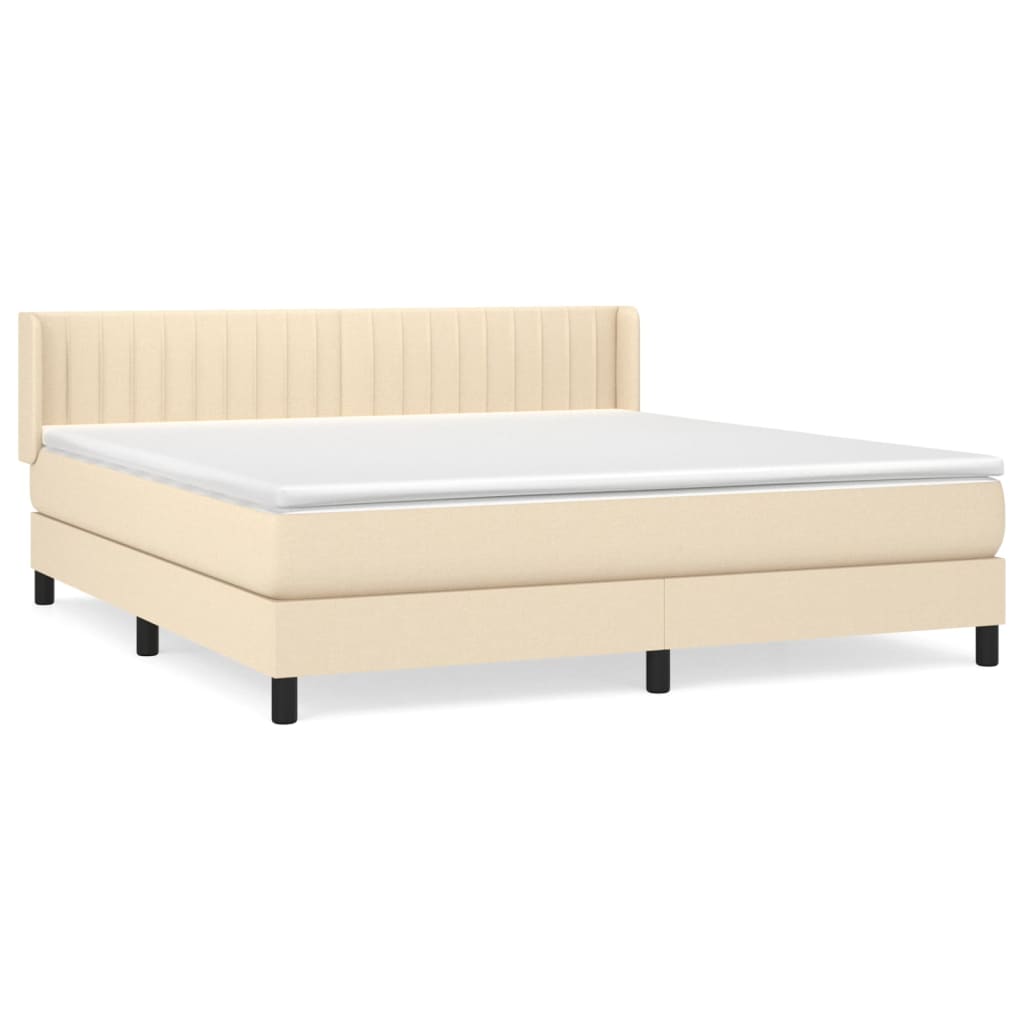 Κρεβάτι Boxspring με Στρώμα Κρεμ 180x200 εκ. Υφασμάτινο