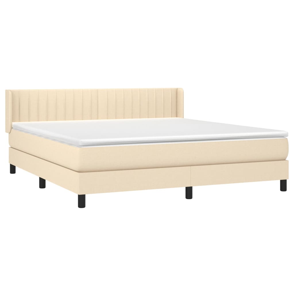 Κρεβάτι Boxspring με Στρώμα Κρεμ 180x200 εκ. Υφασμάτινο