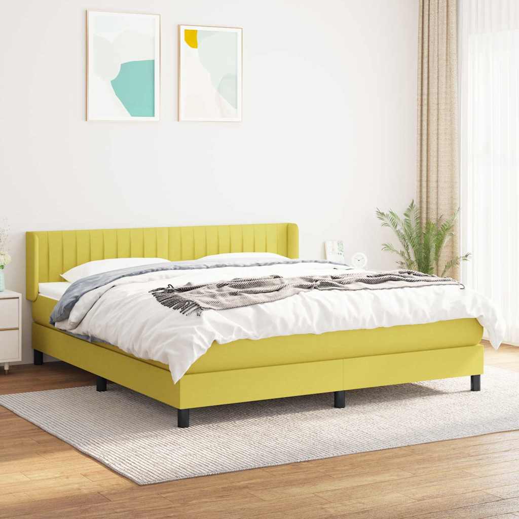 Κρεβάτι Boxspring με Στρώμα Πράσινο 180x200 εκ.Υφασμάτινο