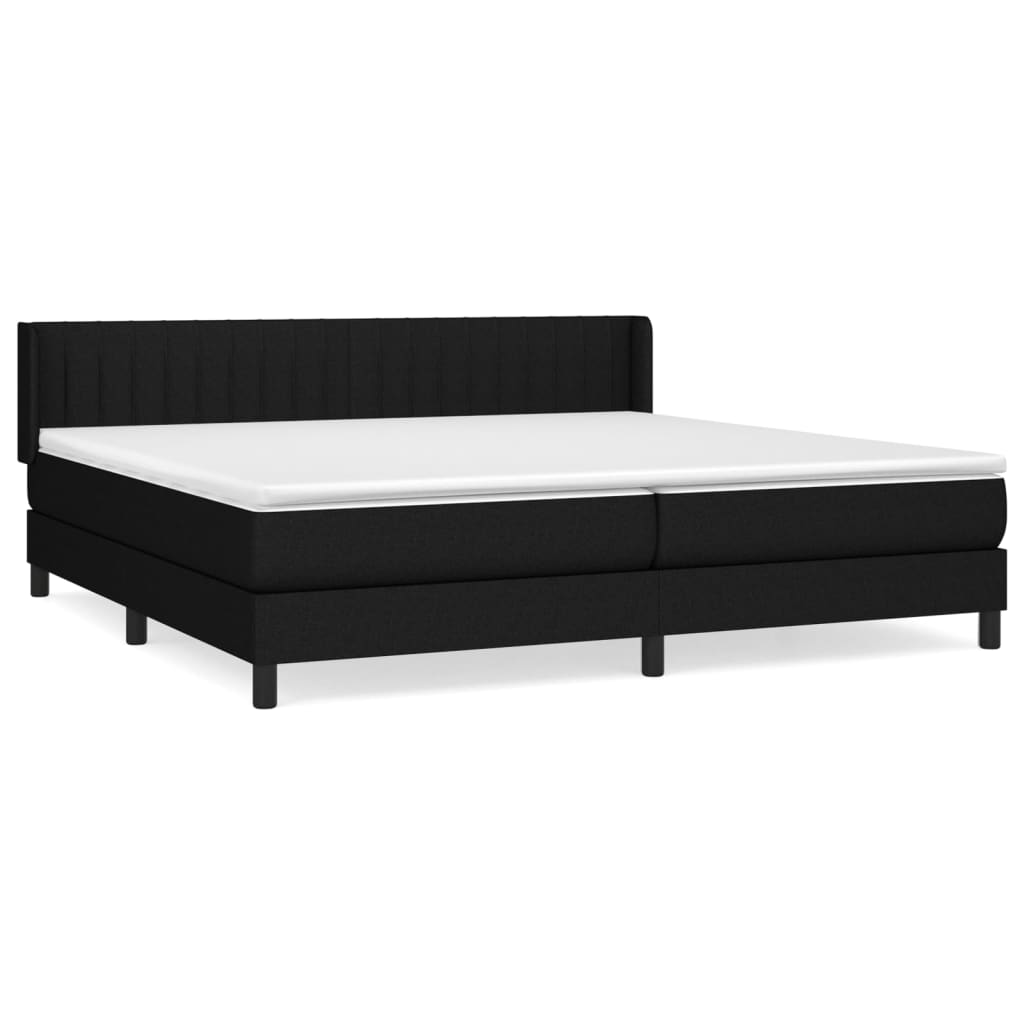Κρεβάτι Boxspring με Στρώμα Μαύρο 200x200 εκ. Υφασμάτινο