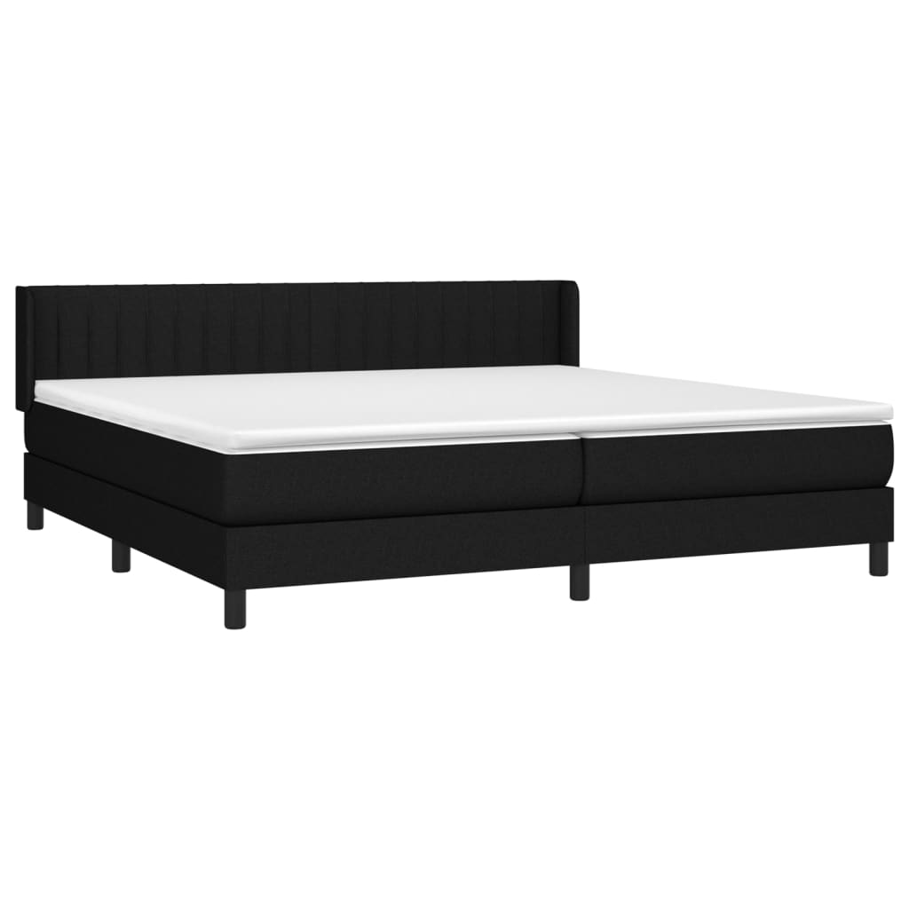 Κρεβάτι Boxspring με Στρώμα Μαύρο 200x200 εκ. Υφασμάτινο