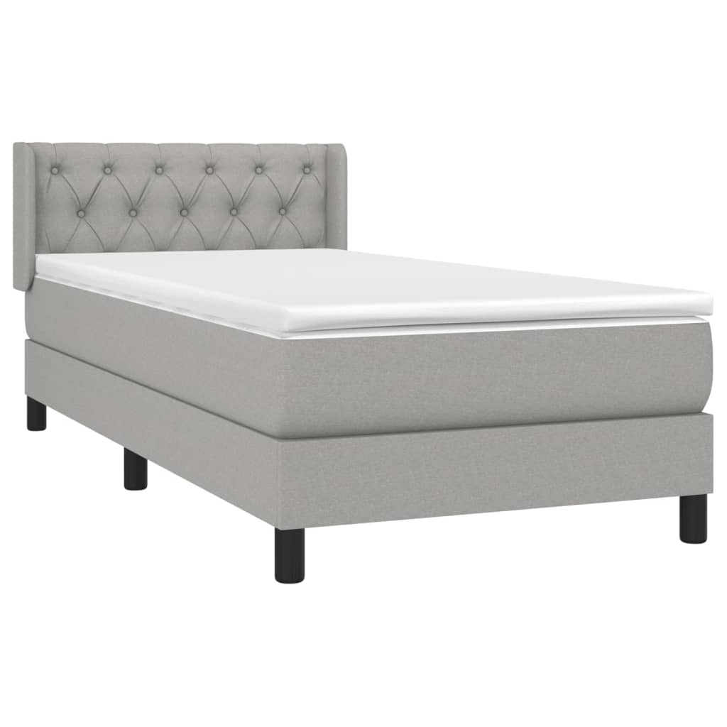 Κρεβάτι Boxspring με Στρώμα Ανοιχτό Γκρι 80x200 εκ. Υφασμάτινο