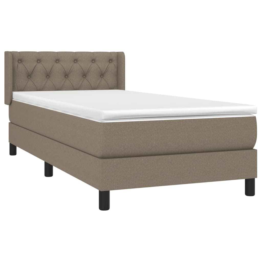 Κρεβάτι Boxspring με Στρώμα Taupe 80x200 εκ. Υφασμάτινο