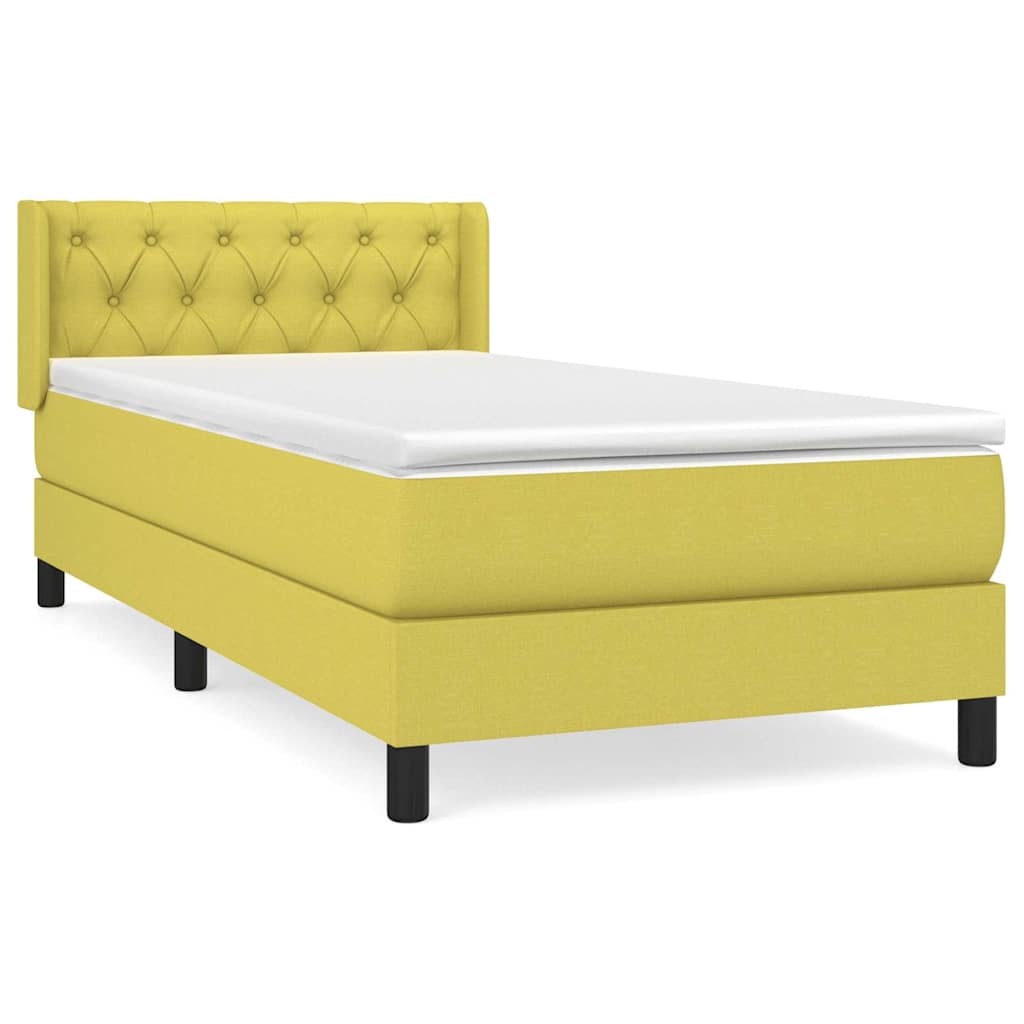 Κρεβάτι Boxspring με Στρώμα Πράσινο 80 x 200 εκ. Υφασμάτινο - Pakobazaar