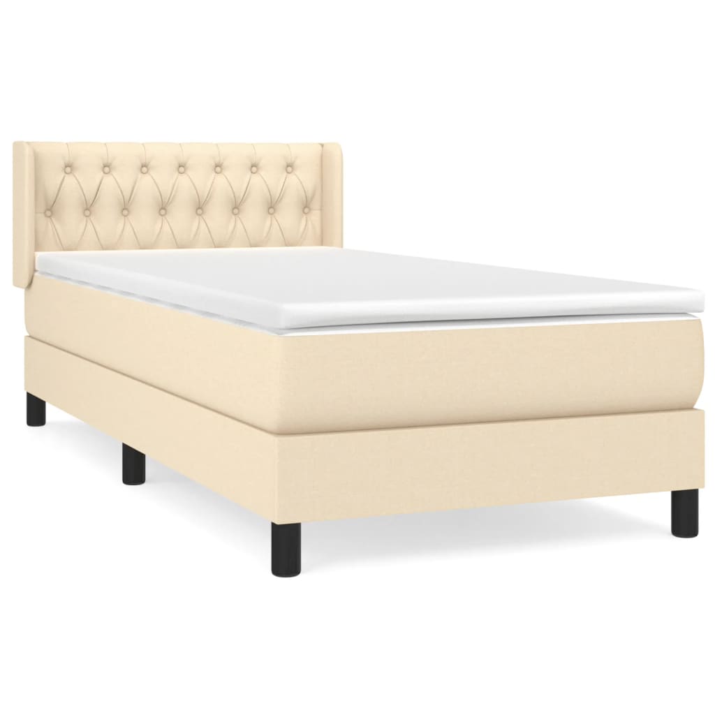 Κρεβάτι Boxspring με Στρώμα Κρεμ 90x190 εκ.Υφασμάτινο