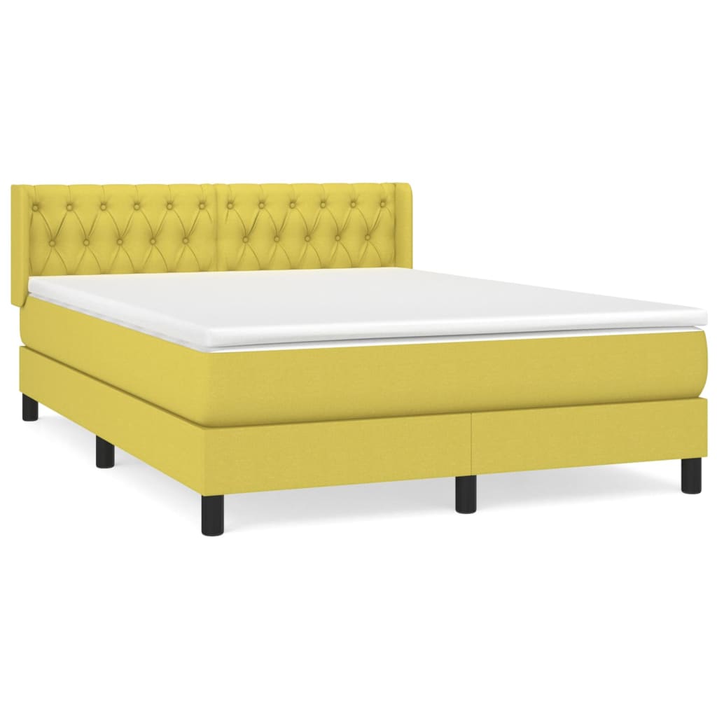 Κρεβάτι Boxspring με Στρώμα Πράσινο 140x190 εκ. Υφασμάτινο
