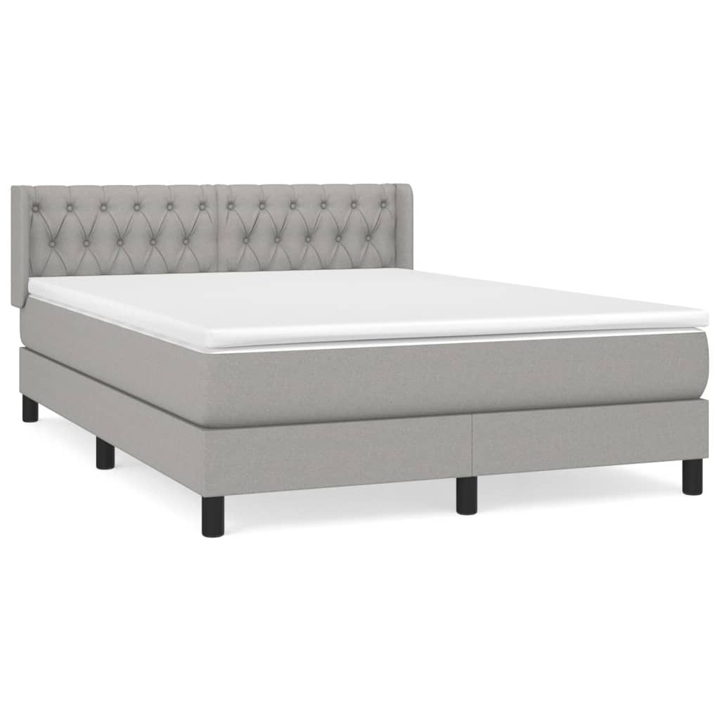 Κρεβάτι Boxspring με Στρώμα Ανοιχτό Γκρι 140x200 εκ. Υφασμάτινο