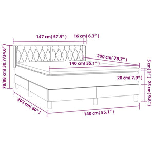 Κρεβάτι Boxspring με Στρώμα Μαύρο 140x200 εκ. Υφασμάτινο