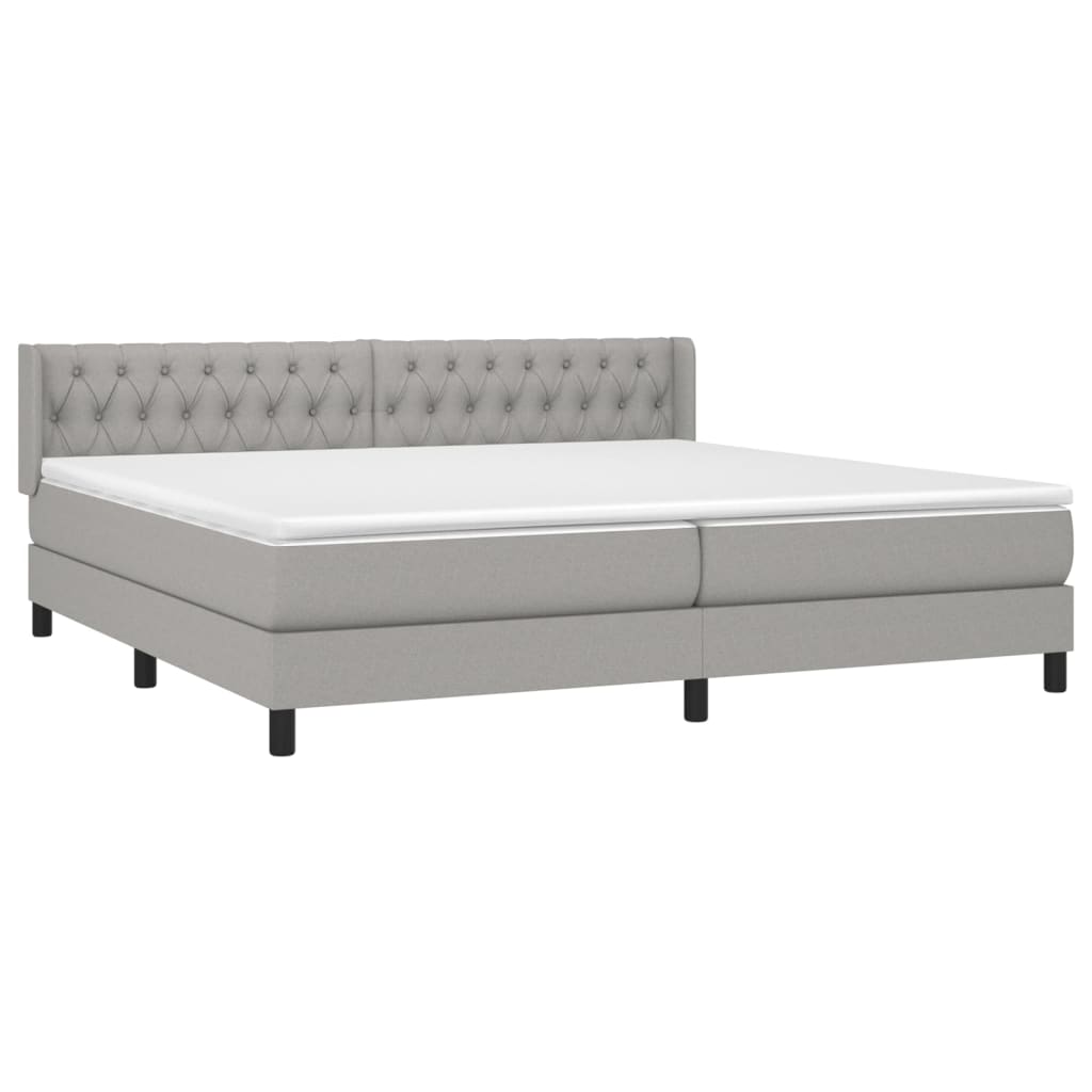 Κρεβάτι Boxspring με Στρώμα Ανοιχτό Γκρι 200x200 εκ. Υφασμάτινο - Pakobazaar